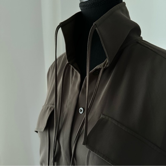 Sz 2 Aritzia BABATON Howitt Button Down Dress in Olive - Picture 10 of 13